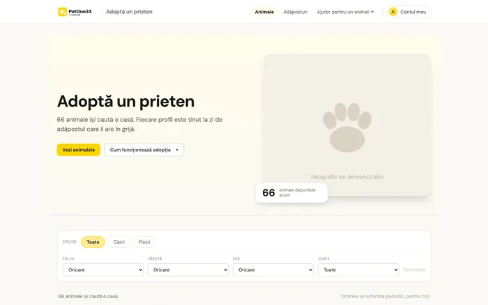 Portalul de adopții PetOne24