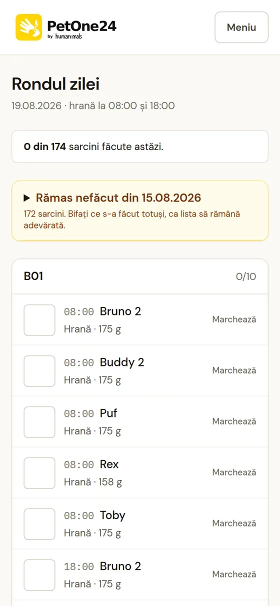 Rondul zilei în PetOne24, pe telefon